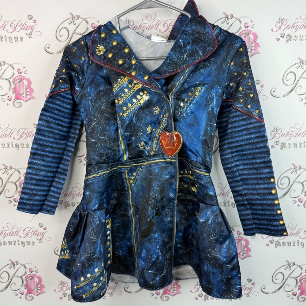Disney descendants 2 jacket coat dress up heart red Blue Studded Kids Jacket